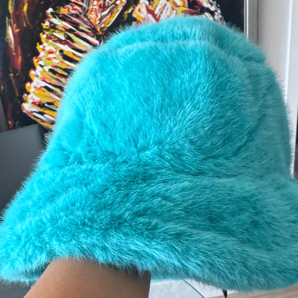 Fuzzy Turquoise Bucket Hat